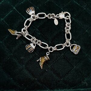 Cookie Lee Silver Charm Bracelet with Yellow Accents